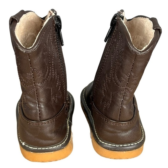 Squeak & Giggle Dark Brown Leather Zip Up Western Cowboy Boots Toddler Size ?? - Picture 4 of 13